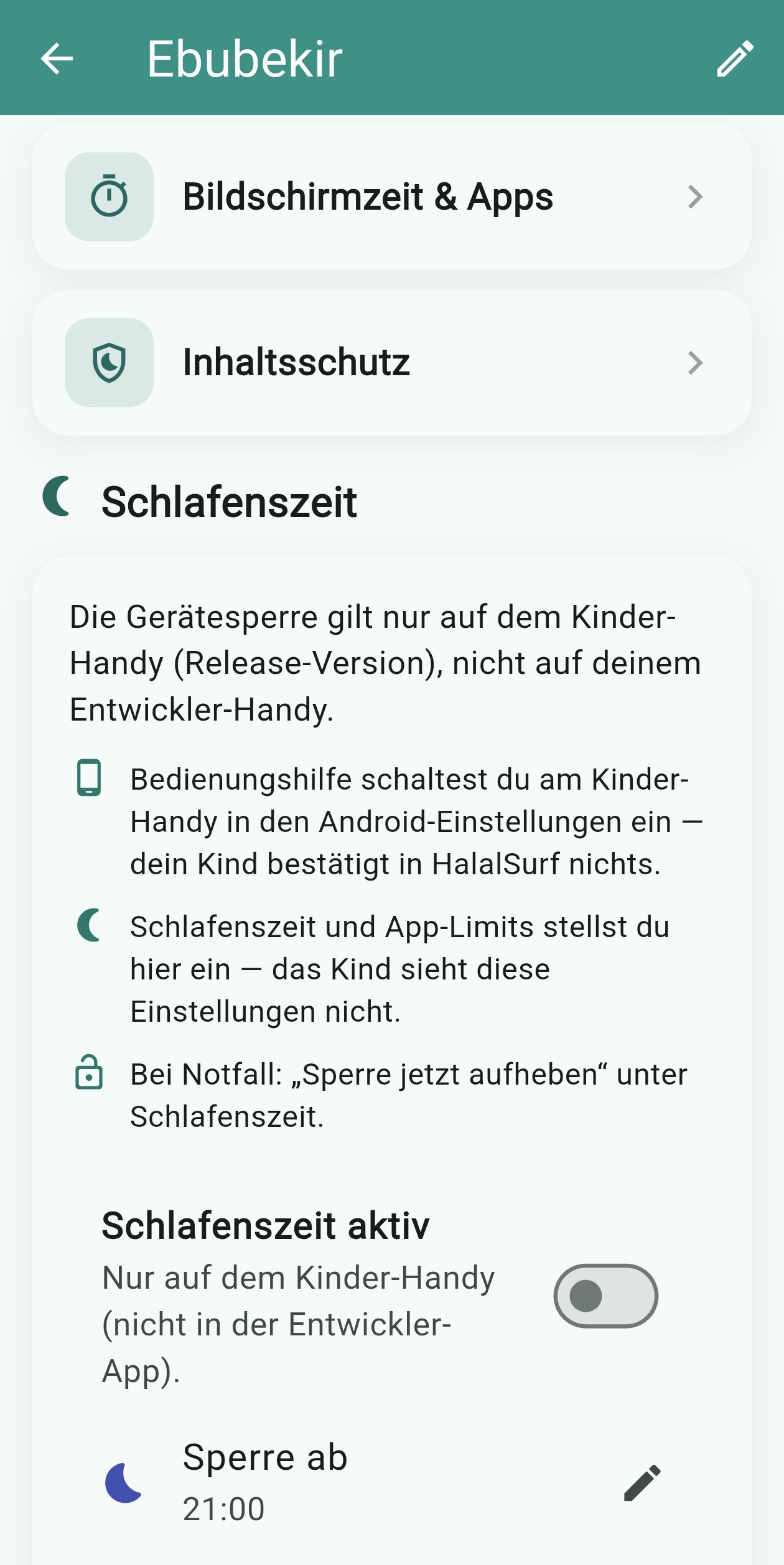 HalalSurf Eltern-Dashboard – Ansicht 7